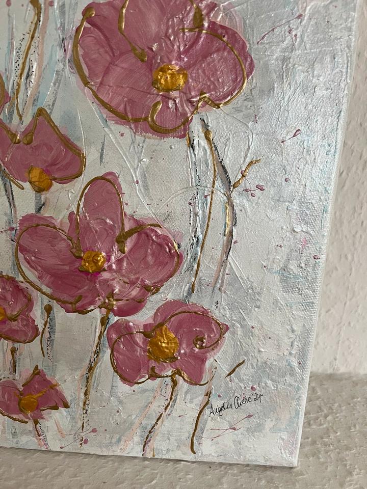 Bild, Deko, auf Leinwand, abstrakt, Blumen, Handarbeit 30x100cm in Oberstdorf