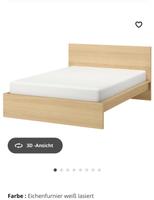 Bett 140x200 Eichenfunier komplett mit Lattenrost + Matratze IKEA Bayern - Selb Vorschau