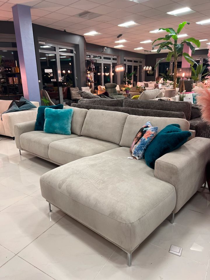 Ecksofa Loke - 285x155 cm - Feincord Nature in Bocholt