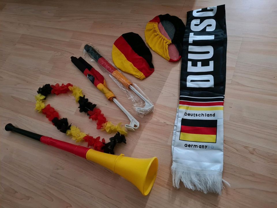 Deutschland Fan Paket Set Germany Fußball Vuvuzela Schal Kette