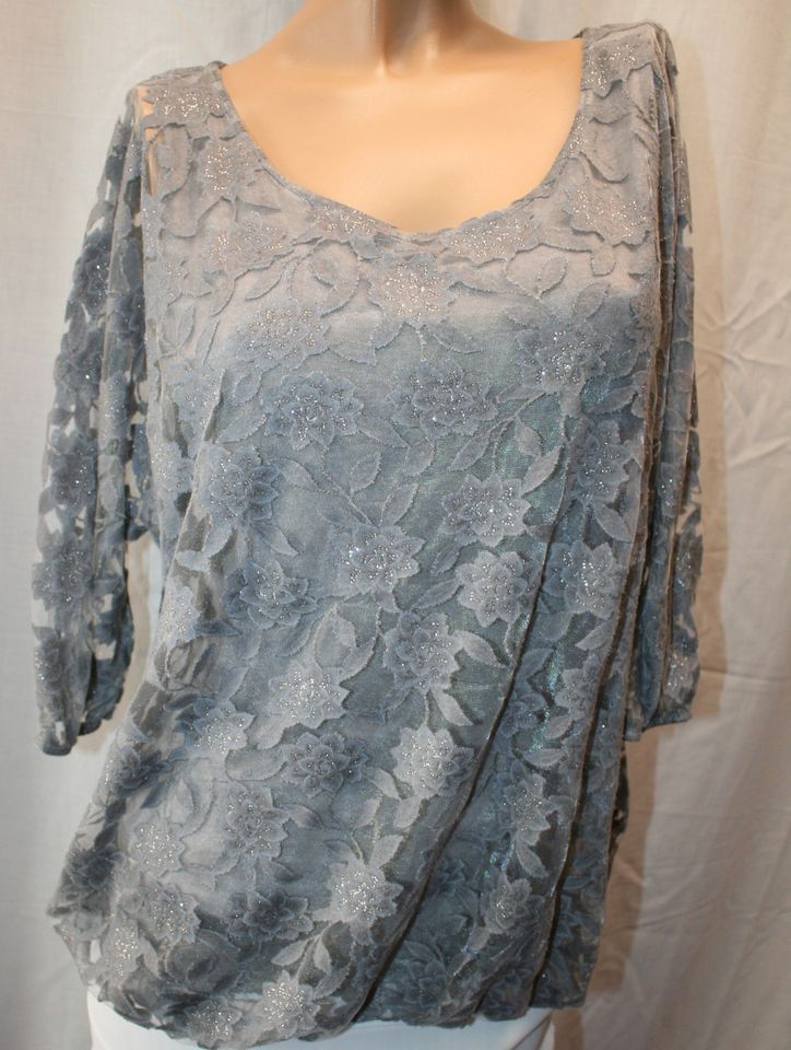 angela made in italy Bluse Gr. S grau silber doppellagig elegant in Nürnberg (Mittelfr)