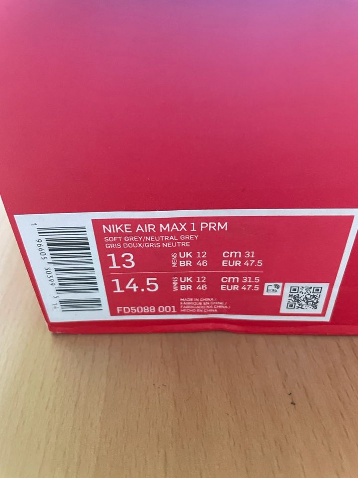 Nike Air max 1 Premium „Crepe Grey“, DS, 47,5 in Köln