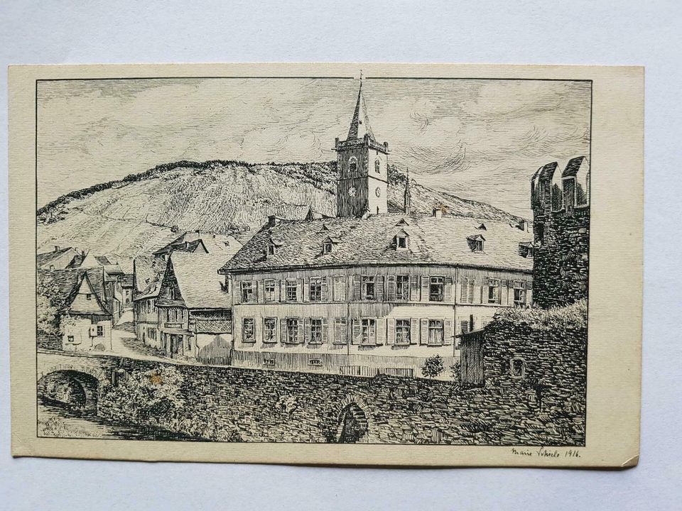 Postkarte Lorch, Ansicht von 1916 in Lorch