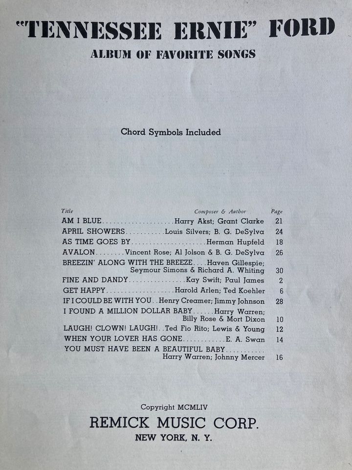 RAR Tennessee Ernie Ford Songs Original Vintage Songbook Fifties in Möckmühl