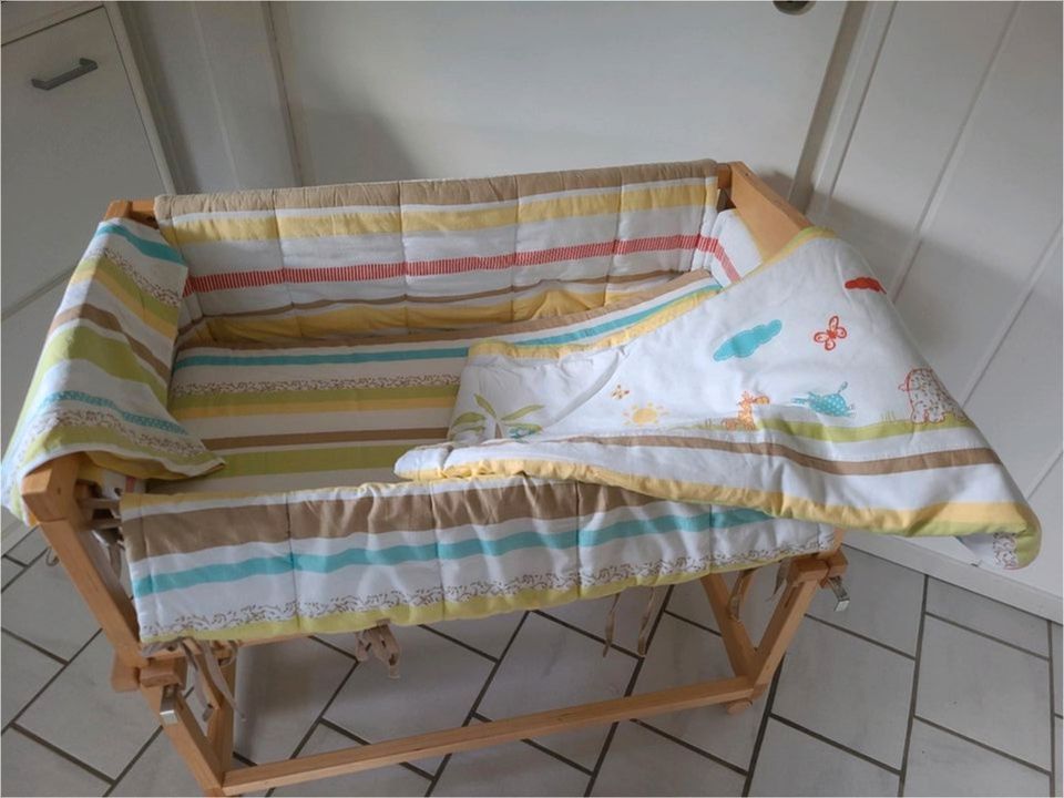 Beistellbett Babybettchen Roba mit Alvi Matratze, Nestchen +Bezug in Taucha