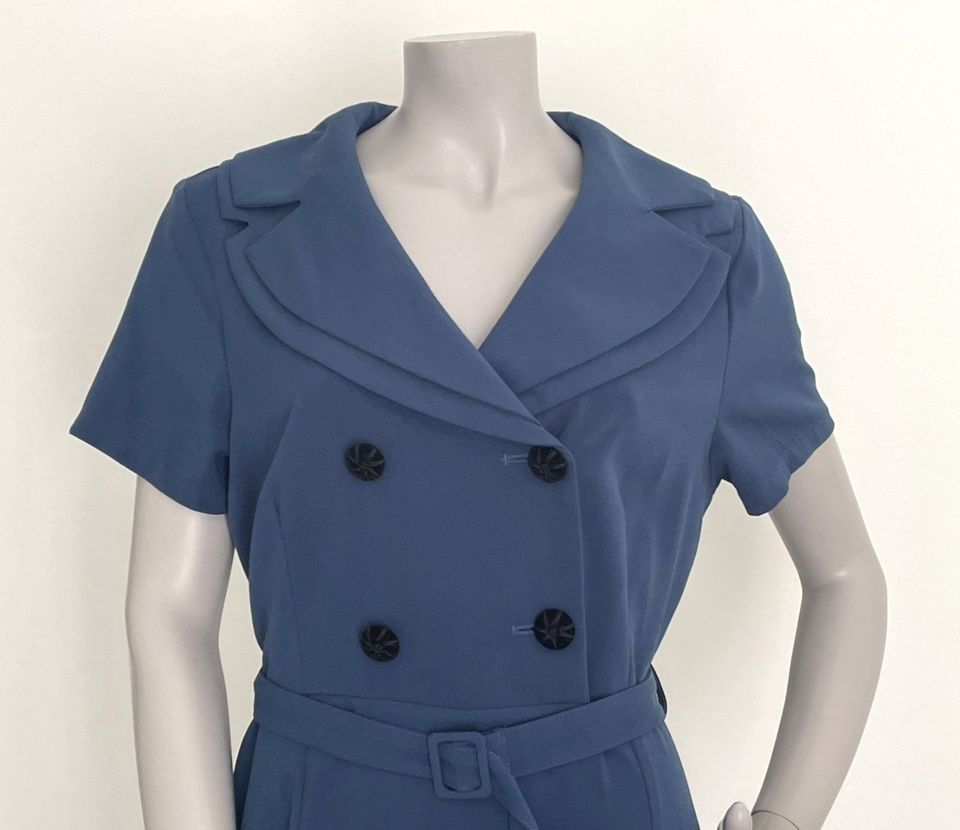 WIE NEU Collectif Pencil Bleistift Kleid Retro-Stil blau Gr. L in Berlin