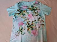 Türkisenes T-Shirt mit Blumenmuster von Charles Vögele Größe L Baden-Württemberg - Bühl Vorschau