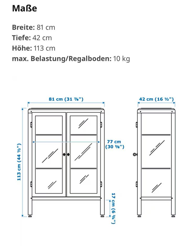 FABRIKÖR Vitrine von IKEA schwarzblau FAST WIE NEU in Krefeld