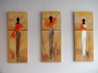 Triptychon „MASSAI“ von Birgit Braune (3 x 30cm x 80cm) von 2003 Hessen - Dreieich Vorschau