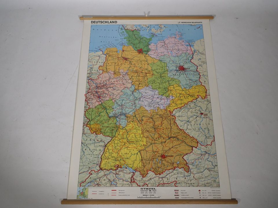 True Vintage Deutschland Karte 90s 1990 Schulkarte politisch XXL in Mainz