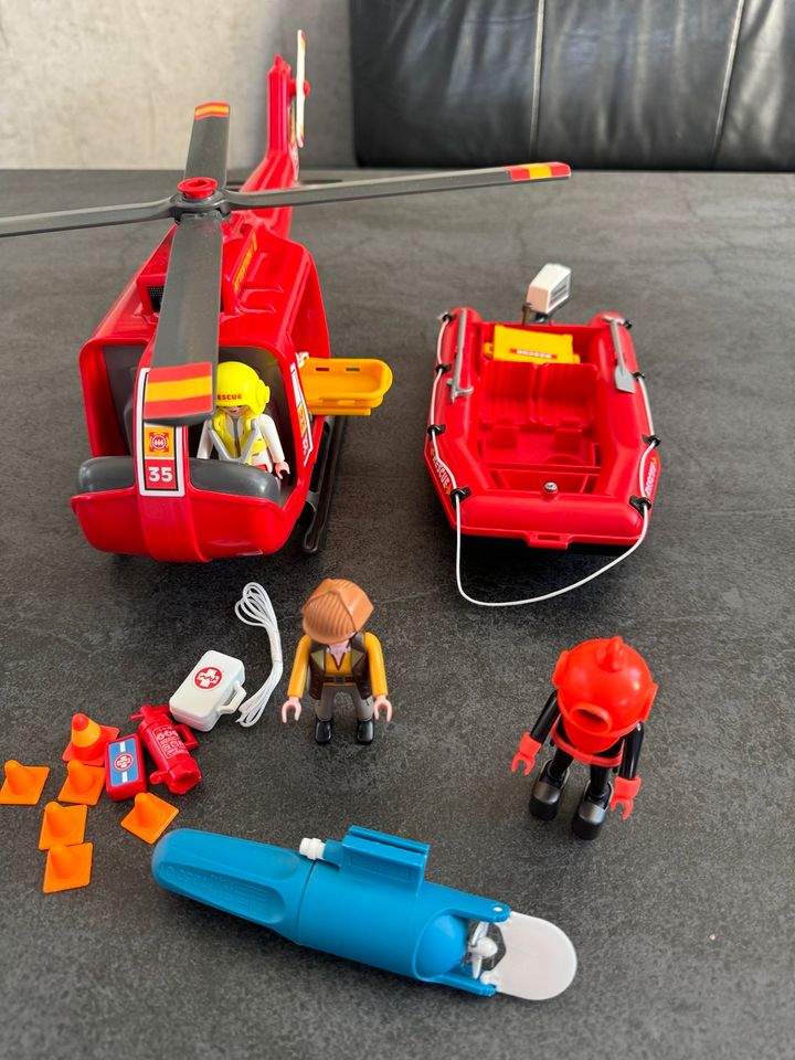 Playmobil Hubschrauber + Rettungsboot in Essen