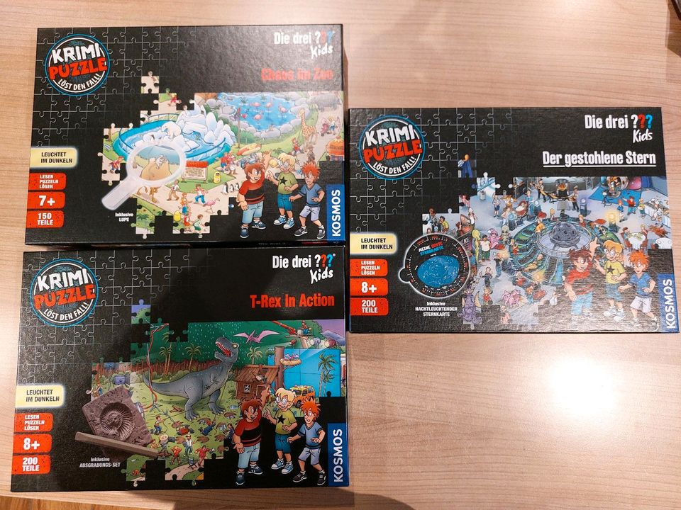 3 Puzzles von den drei Fragezeichen Kids, teils neu in Wasserlosen