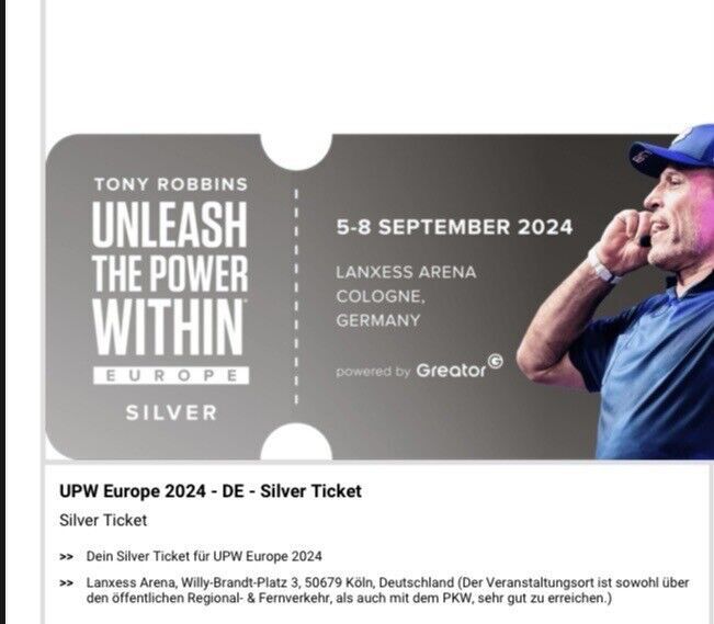 Silber Ticket Tony Robbins Köln Unleash the power in Berlin