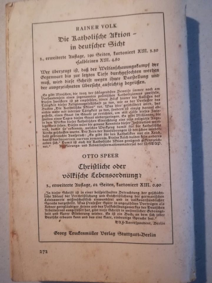 altes Buch 1942 Borius Wichart Roman der Gegenreformation in Kasendorf