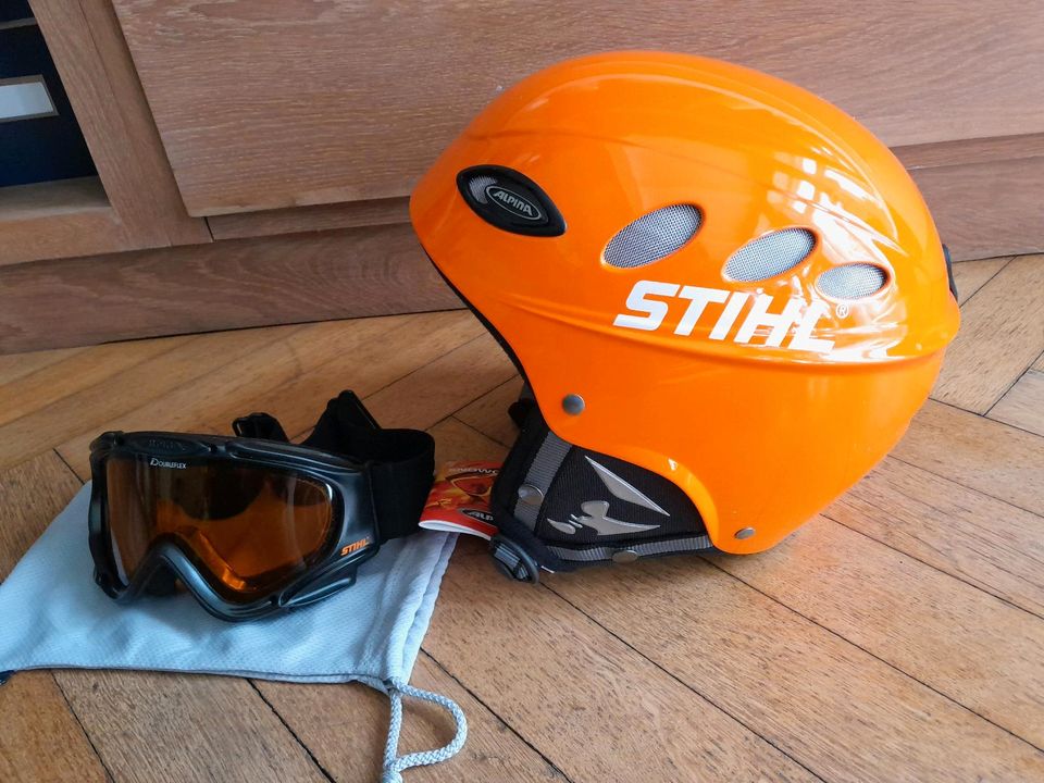 Stihl Skihelm Skibrille Alpina Gr. 54-57 in Saerbeck