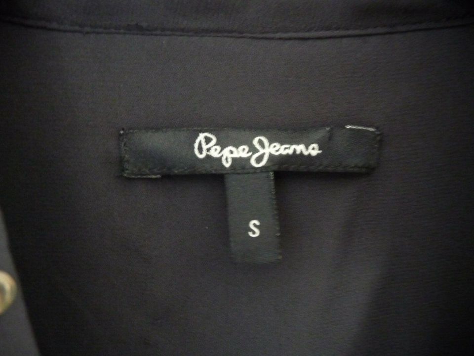 Pepe Jeans Damen schwarze Langarm Bluse Schluppe Nieten Gr. S in Rösrath