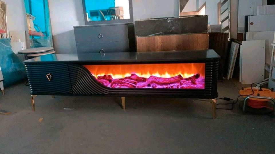 TV Lowboard Fernsehtisch Fernsehschrank mit Kamin in Wetzlar