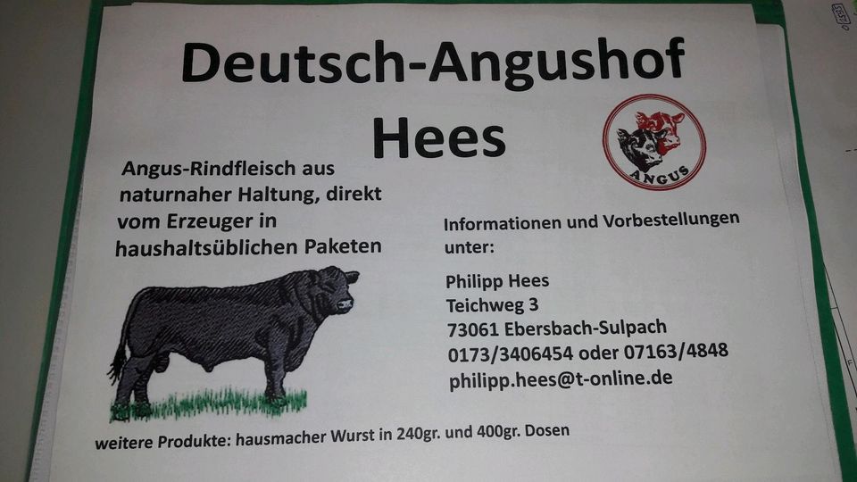 Premiumfleisch vom Angus-Weiderind Rindfleisch 17.05.2024 in Ebersbach an der Fils