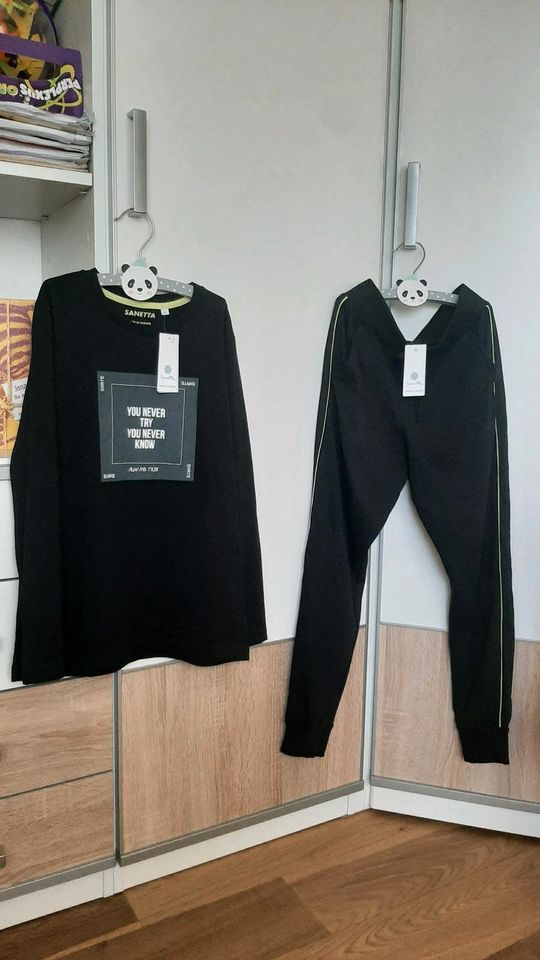 Sanetta Langarmshirt,Hose schwarz/neongelb Gr.140 Neu mit Etikett in Hamburg