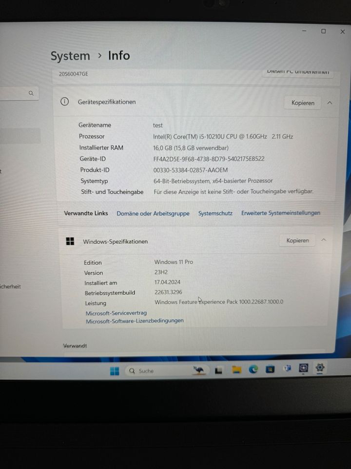 Lenovo ThinkPad T15 Gen 1 i5-10210, 16/512, LTE, QWERTZ, TOP in Hamburg