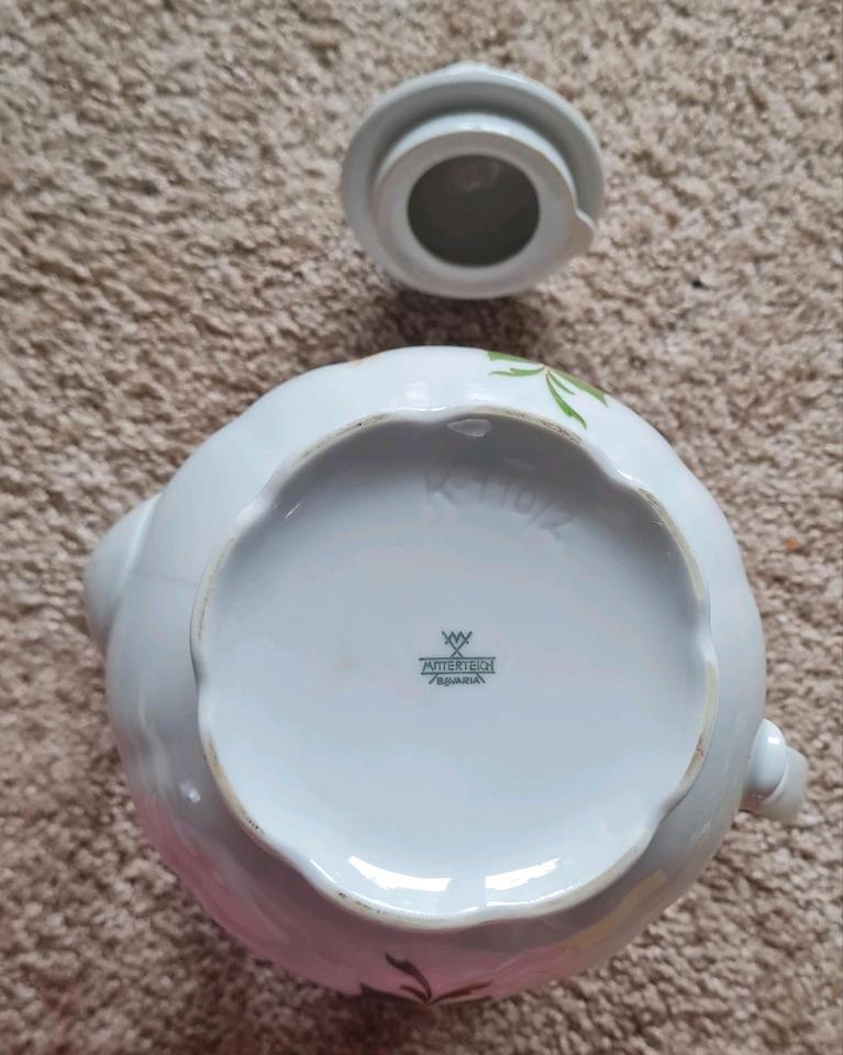 Bavaria Kaffeeservice "Mitterteich" rosa Rosen mit grünem Rand in Itzehoe
