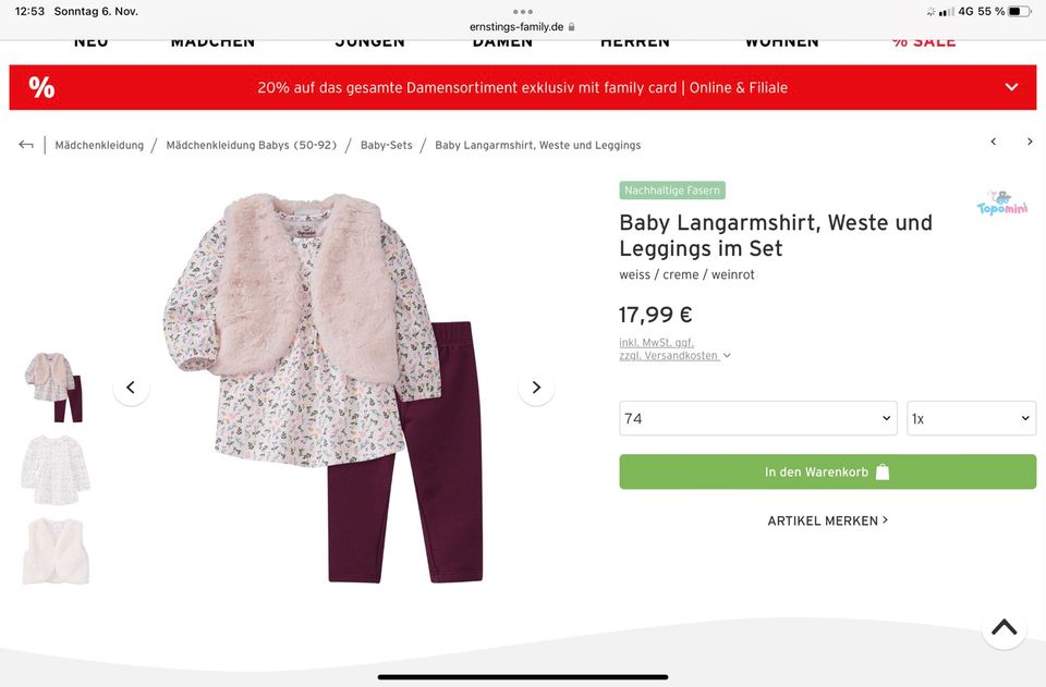 Topomini Set Weste Shirt langarm, Leggings Baumwolle NP 17,99€ 86 in Ludwigsburg