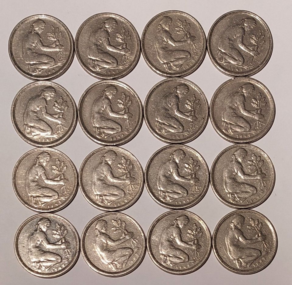 50 Pfennig 1949, 16 Münzen, Bank deutscher Länder, 4 Sets D F G J in Chemnitz