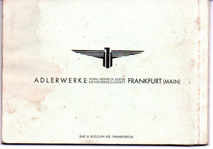 Adler M 100 Bedienungsanleitung Betriebs-Anleitung 1951 / 52 in Schopfheim