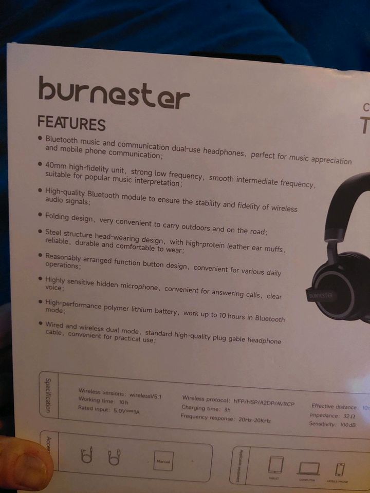 Burnester TM-073 Wireless Headphone Neu in OVP in Ispringen