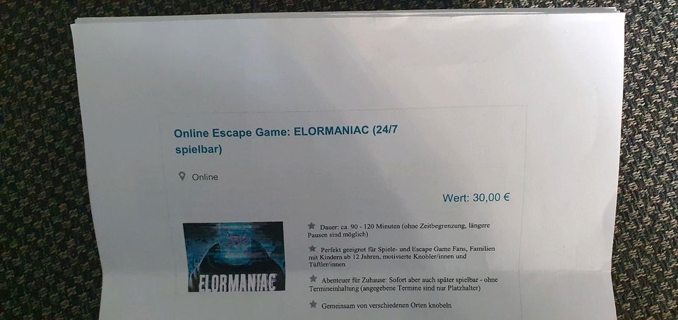 Gutschein online Escape Game: Elormaniac in Recklinghausen