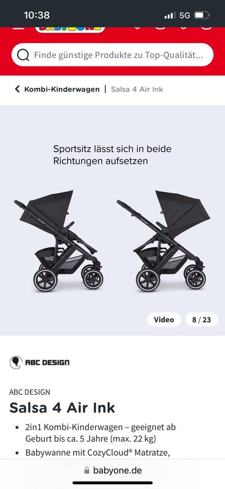 Kinderwagen ABC Salsa 4 Air Diamond Dolphin Schwarz in Essen-Haarzopf