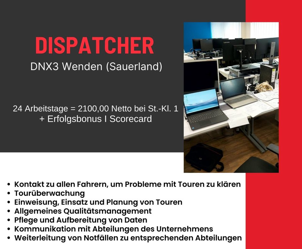 Dispatcher DNX3 Wenden - Deine Chance - jetzt bewerben! in Wenden