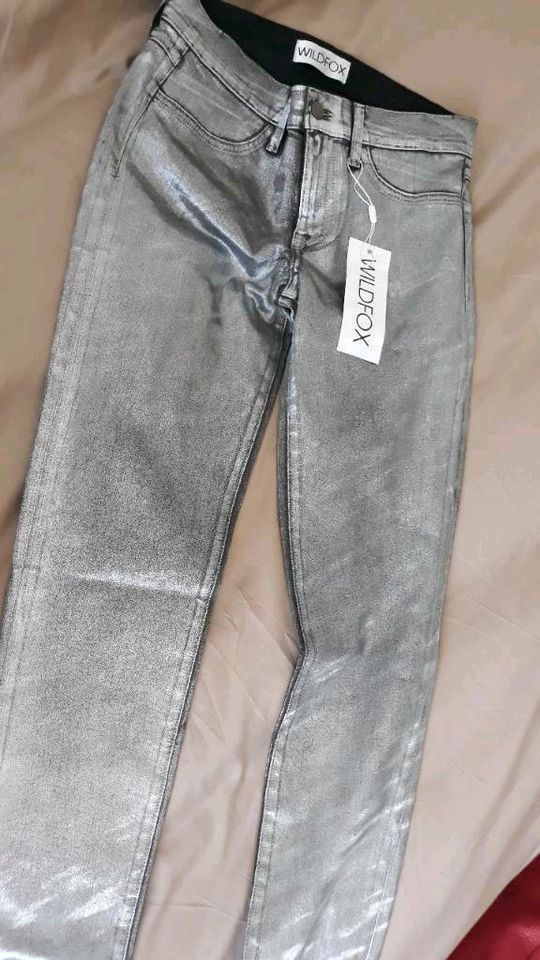 Wildfox Skinny Magic twinkle Röhre Jeans Marianne Silber, 29, neu in Düsseldorf