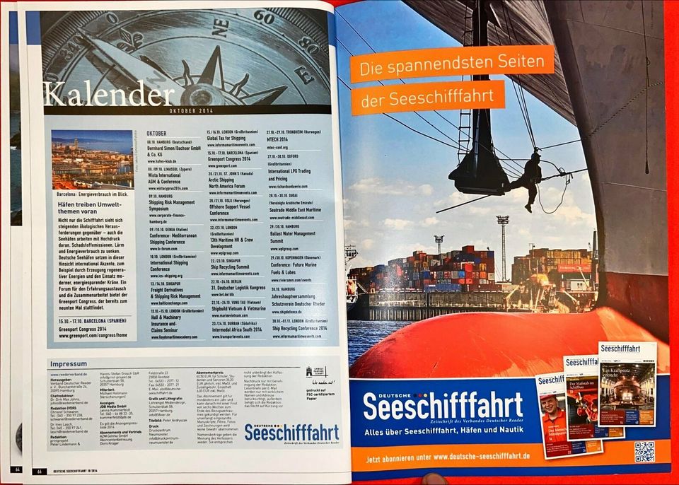 Deutsche Seeschifffahrt Heft Oktober Jahr 2014 in Hude (Oldenburg)