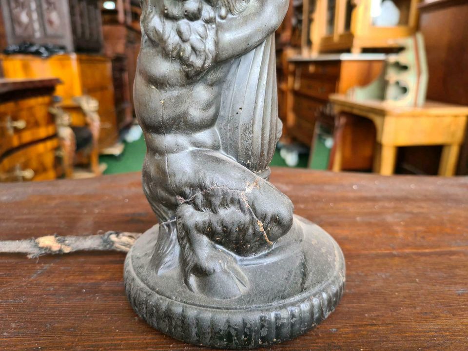 Art Deco Figurenlampe Faun Skulptur Tischlampe Lampe Satyr antik in Gommern