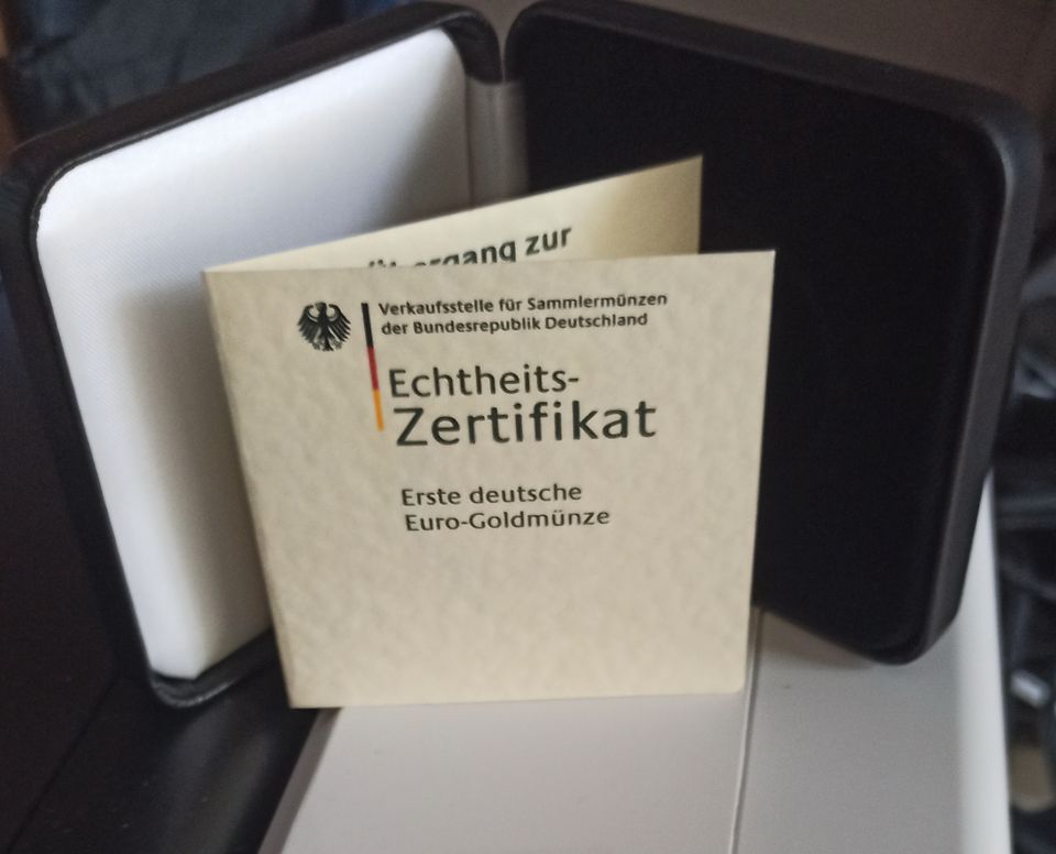 Original Zertifikat zur 200 € Goldmünze (1 oz.) "Währungsunion" in Karlsruhe