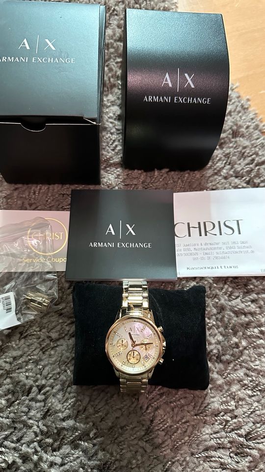 Armani Exchange Chronograph Uhr Gold Damen Edelstahl in Mörfelden-Walldorf