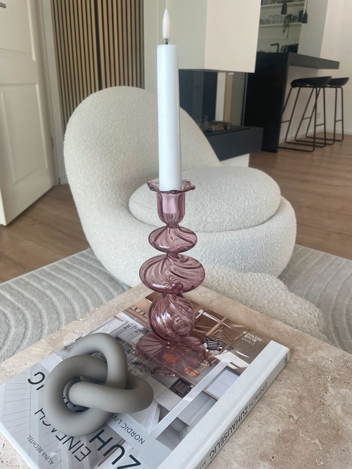 Kerzenhalter rosa, Glas, gedreht in Eslohe