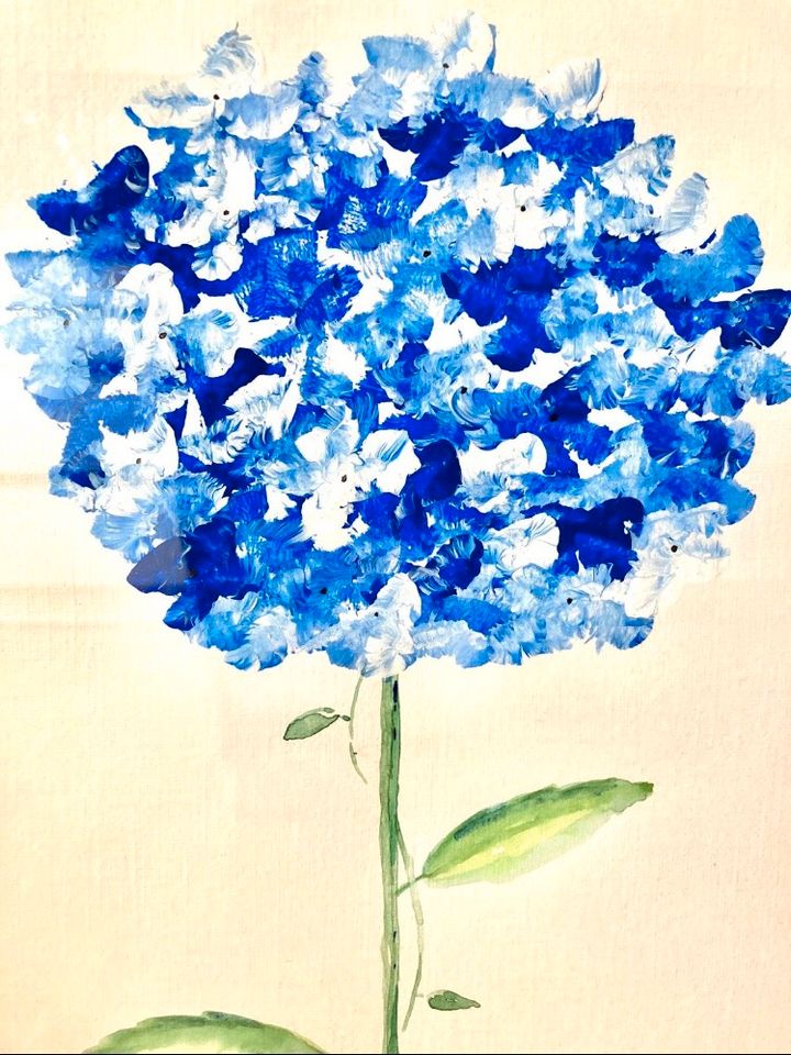 Blumen Hortensie Gemälde Acryl Bild blau DINA 3 in Berlin