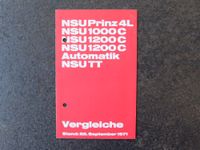 NSU PRINZ 4L 1000 1200 TT Vergleiche PROSPEKT von 1971 Bayern - Hof (Saale) Vorschau
