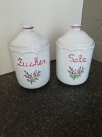 Keramikbehälter weiß, Vorratsdose Salz und Zucker mit Verzierung Baden-Württemberg - Weingarten Vorschau