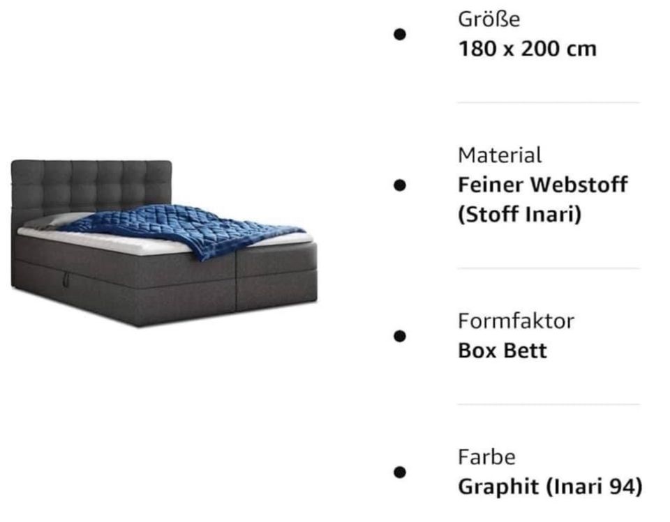 Bett 180x200  Anthrazit + Teppich  inclusive in München