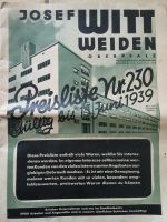 Zeitschrift Katalog von 1939 Josef Witt Weiden Preisliste Nr.230 Baden-Württemberg - Sinsheim Vorschau