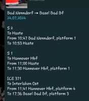 DB Fahrkarte 24.07 Basel Hannover Niedersachsen - Bad Nenndorf Vorschau
