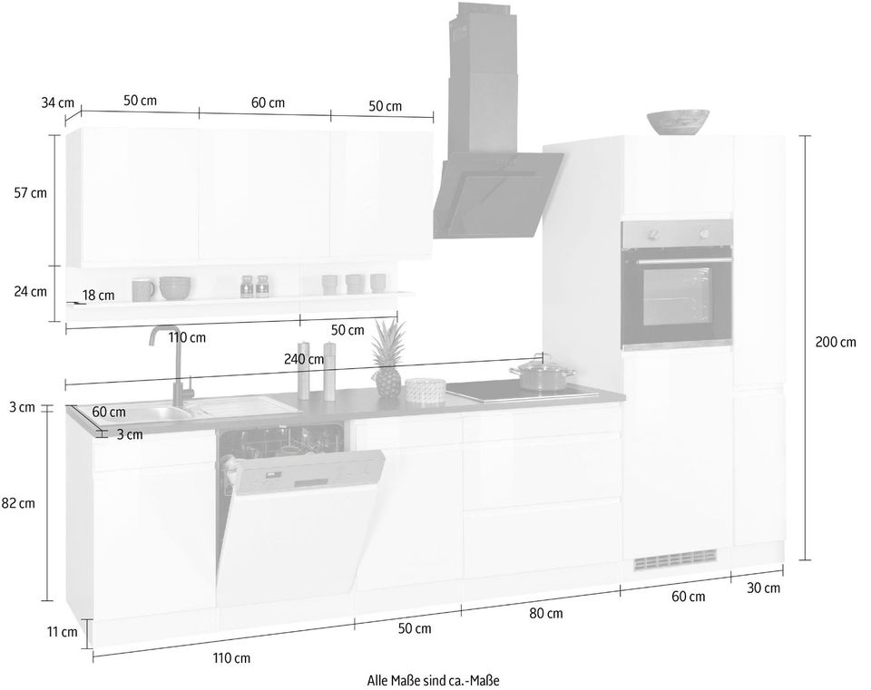 Küchenzeile , Breite 330 cm, ohne E-Geräte in Obernburg