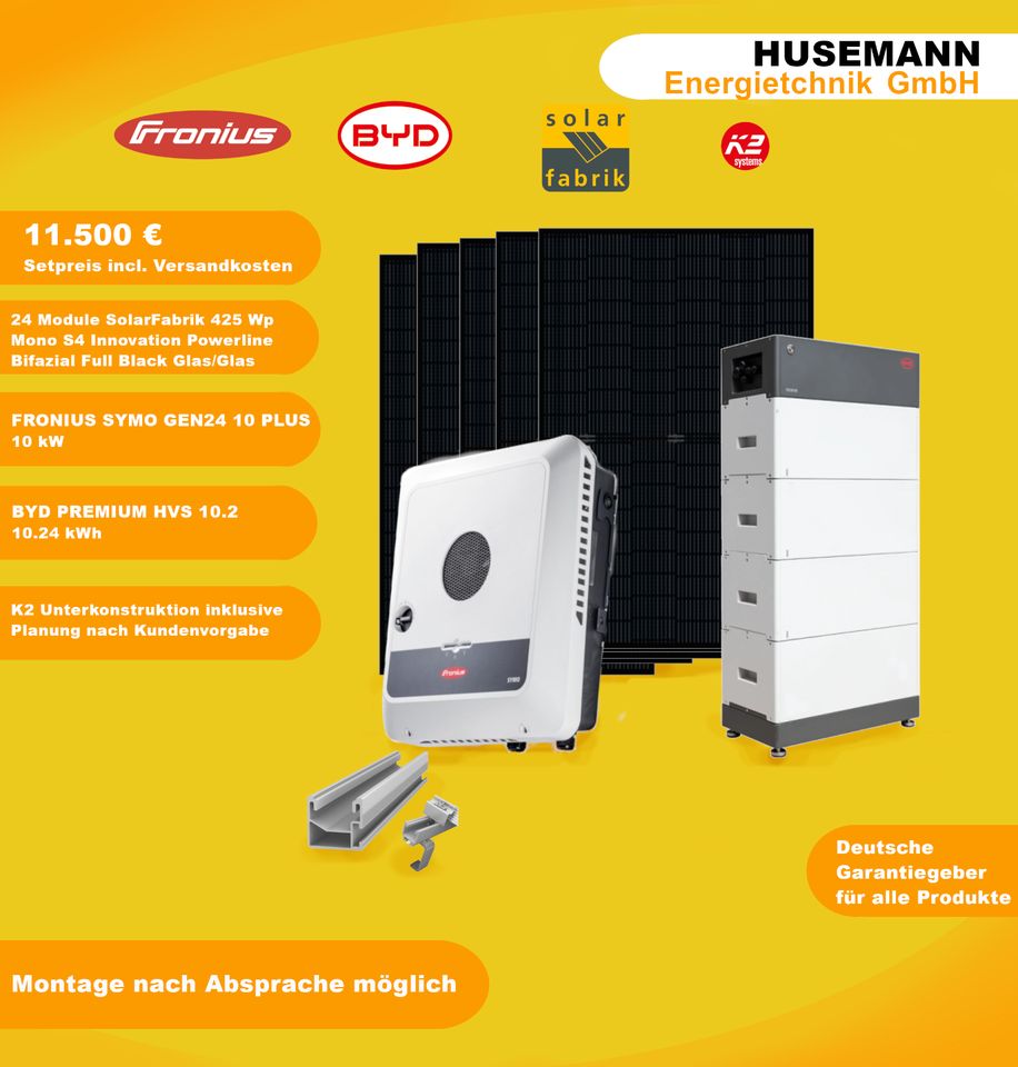 Solaranlage - Fronius Gen24 10 Plus mit BYD HVS 10.2 und 24 Modulen 425wp SolarFrabrik - Photovoltaik in Gütersloh