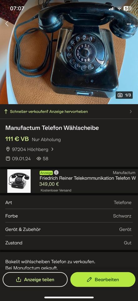 Telefon Wählscheibe toll funktioniert in Höchberg