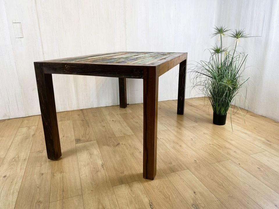 Boatwood by WMK # Besonders schöner Esstisch (150x90cm) aus altem Bootsholz, ein handgefertigtes Unikat aus massivem Teakholz # Tisch Esszimmertisch Küchentisch Holztisch Gastro Dinning Table Loft in Berlin