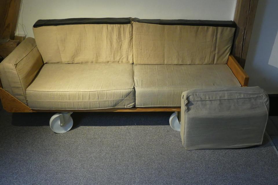4x Schwerlastrollen mit Sofa Couch 200cm, auf 37mm Quer Sperrholz in Kiel