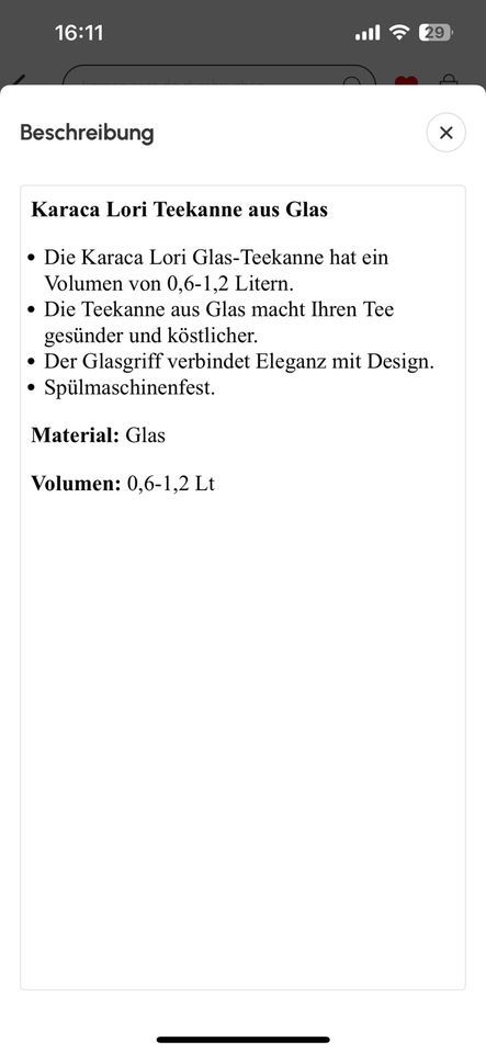 Glass Tee Kanne in Duisburg